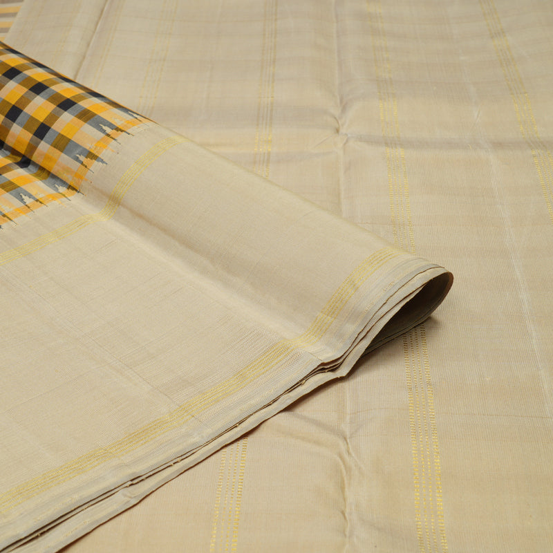 Hayagrivas Handloom Multicolour Checks Kanjivaram Silk Saree with Beige Border KBE1215I1-1