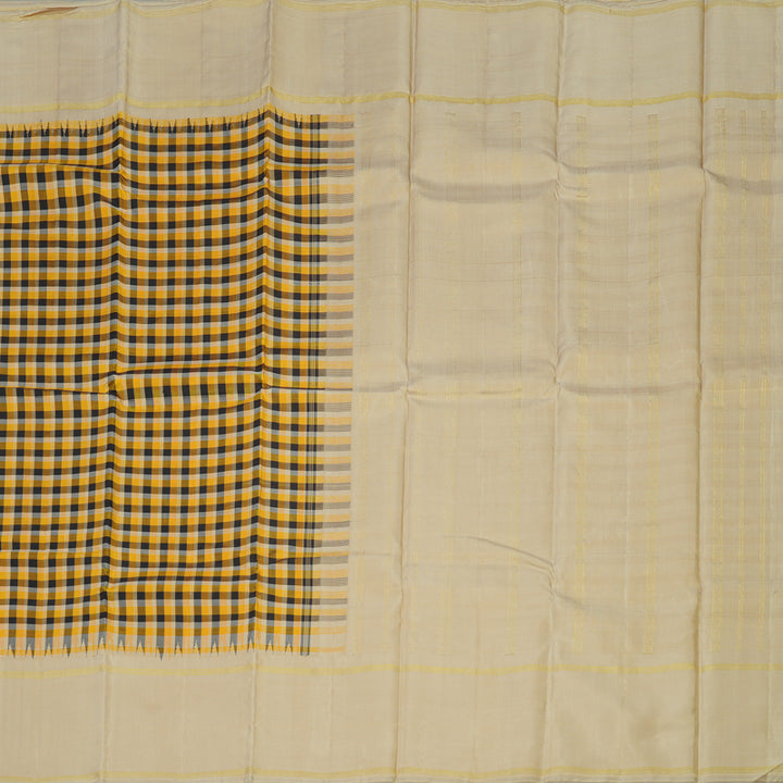 Hayagrivas Handloom Multicolour Checks Kanjivaram Silk Saree with Beige Border KBE1215I1-1