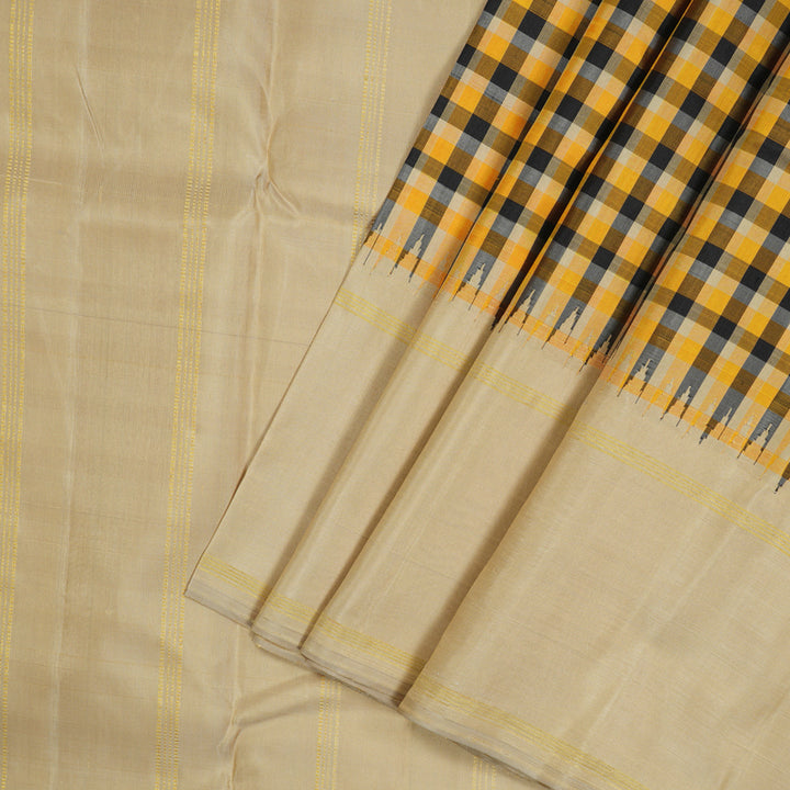 Hayagrivas Handloom Multicolour Checks Kanjivaram Silk Saree with Beige Border KBE1215I1-1