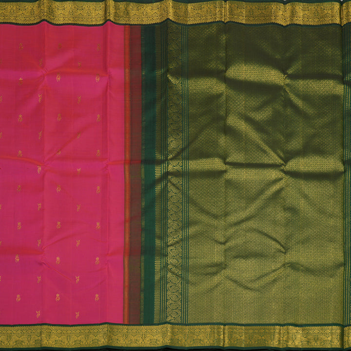 Hayagrivas Handloom Deep Pink Kanjivaram Silk Saree with Karum Pachai border KBE1220I1-1