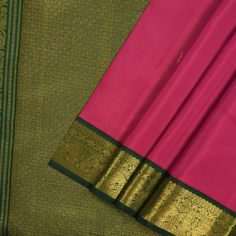 Hayagrivas Handloom Deep Pink Kanjivaram Silk Saree with Karum Pachai border KBE1220I1-1