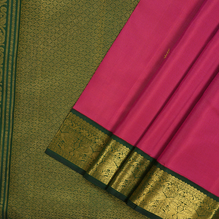 Hayagrivas Handloom Deep Pink Kanjivaram Silk Saree with Karum Pachai border KBE1220I1-1