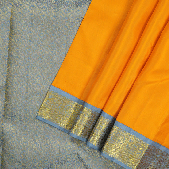 Hayagrivas Handloom Mango Orange Kanjivaram Silk Saree KBE1220I2-6