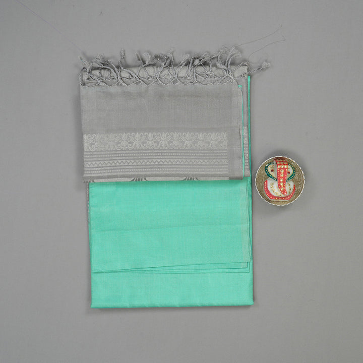 Hayagrivas Mint Green Pure Soft Silk Saree KBE1222I1-2