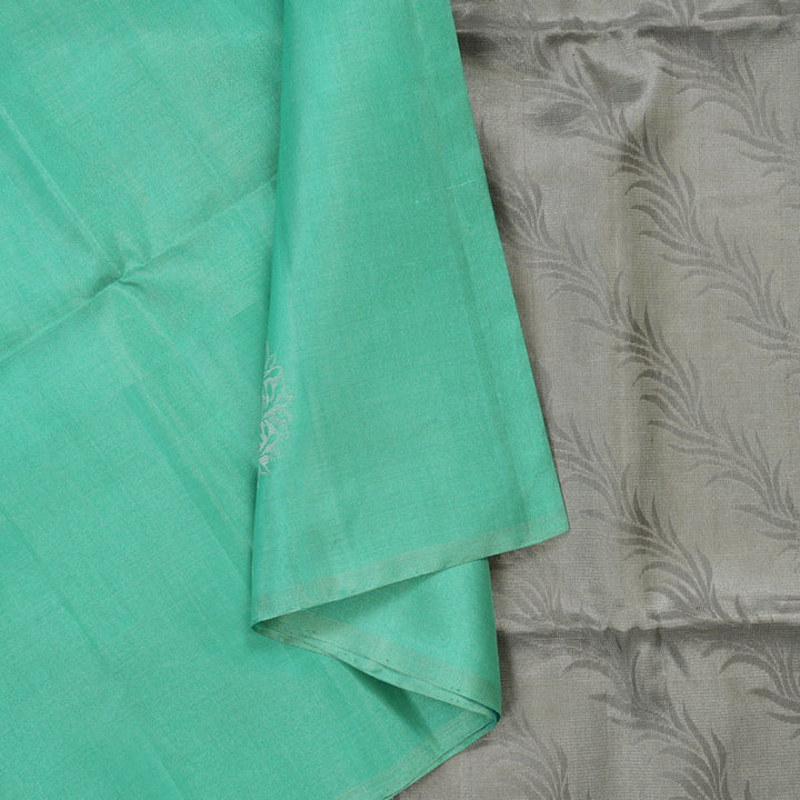 Hayagrivas Mint Green Pure Soft Silk Saree KBE1222I1-2