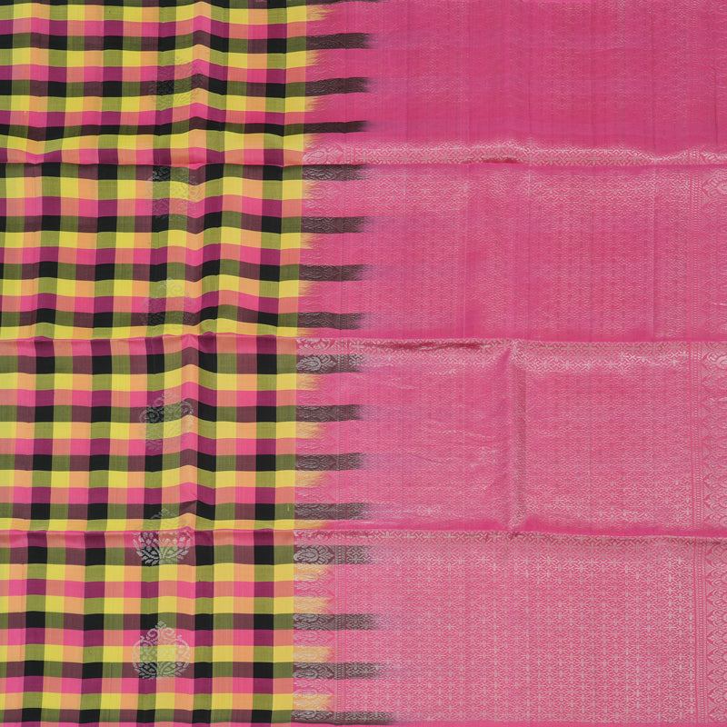 Hayagrivas Multicolour Checks Pure Soft Silk Saree KBE1222I3-1