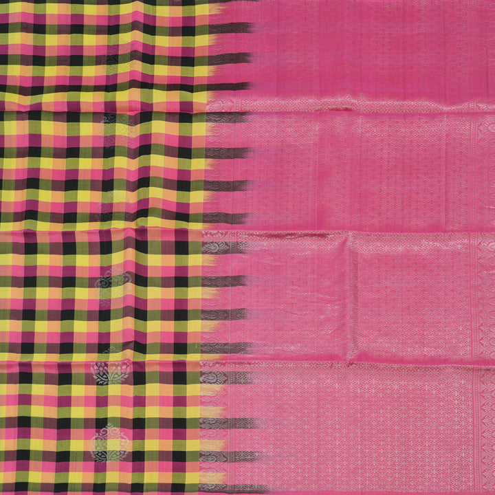 Hayagrivas Multicolour Checks Pure Soft Silk Saree KBE1222I3-1