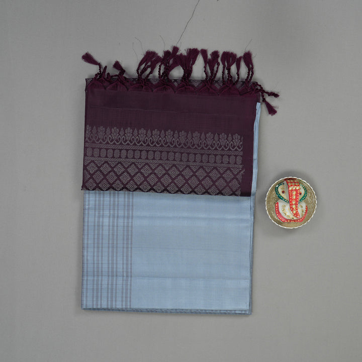 Hayagrivas Handloom Bluish Grey Soft Silk Saree KBE1223I11-2