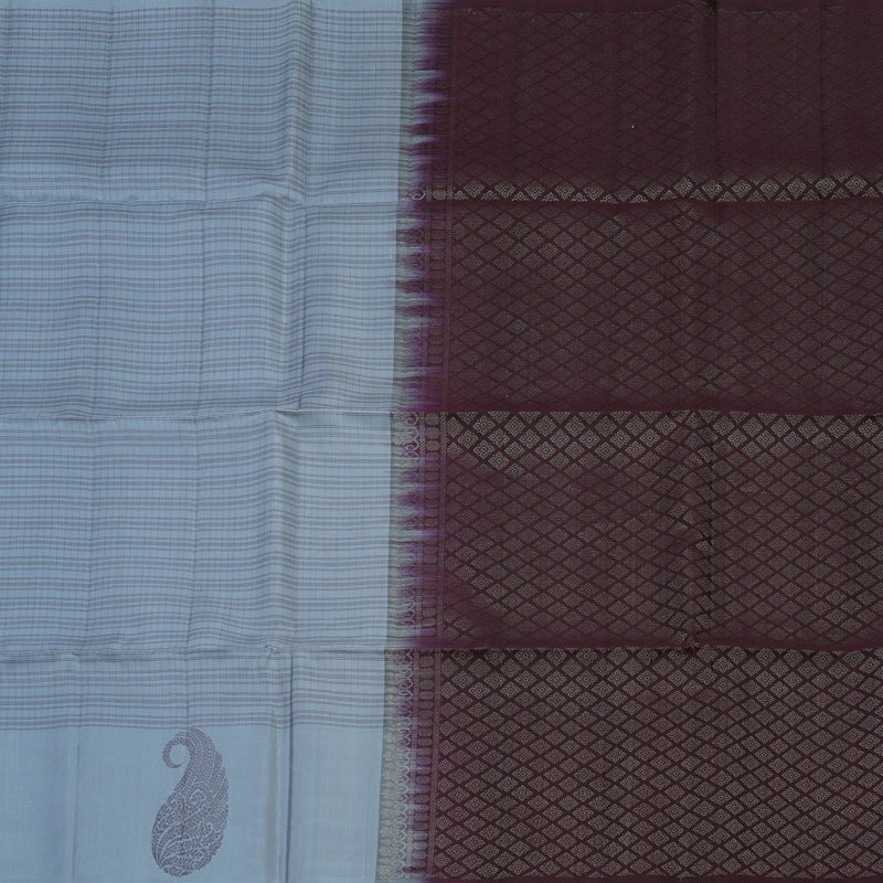 Hayagrivas Handloom Bluish Grey Soft Silk Saree KBE1223I11-2