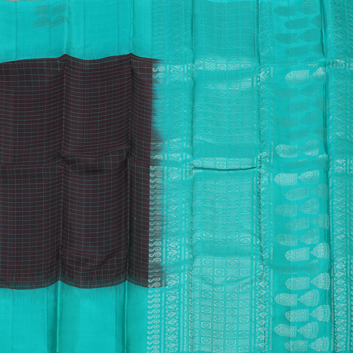 Hayagrivas Handloom Nagapazham Soft Silk Saree with Sea Blue Border KBE1223I15-1