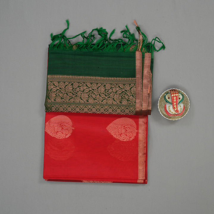 Hayagrivas Red Pure Silk Cotton Saree KBE1224I5-1