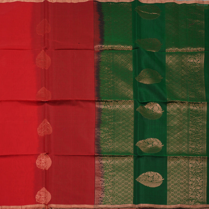 Hayagrivas Red Pure Silk Cotton Saree KBE1224I5-1