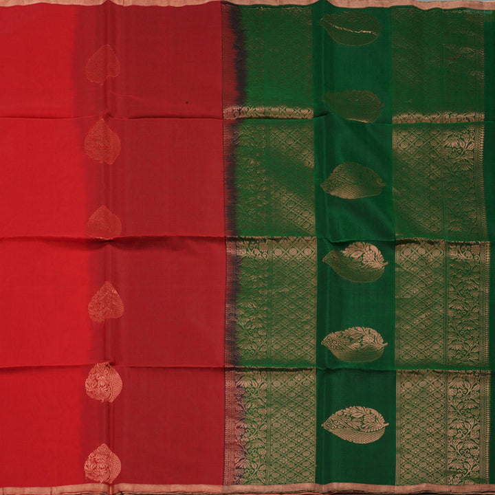 Hayagrivas Red Pure Silk Cotton Saree KBE1224I5-1