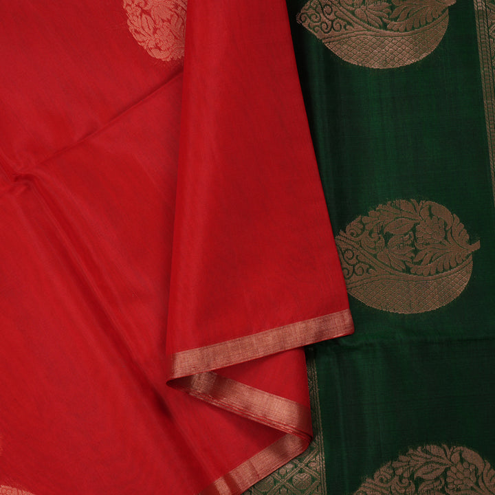 Hayagrivas Red Pure Silk Cotton Saree KBE1224I5-1