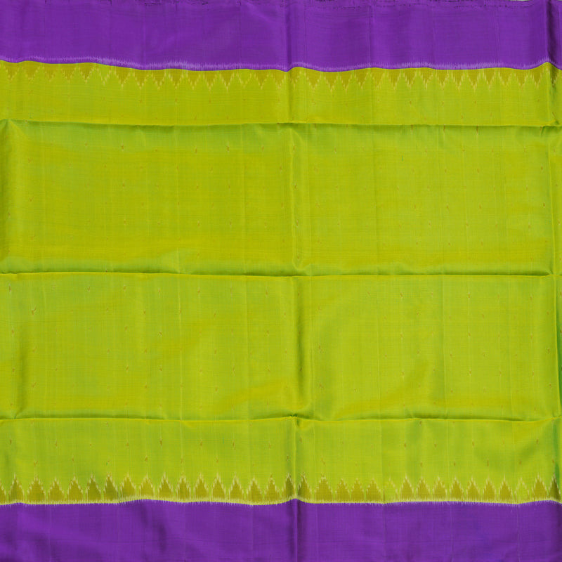 Hayagrivas Fluorescent Green Pure Ikkat Soft Silk Saree KBE1225I1-4