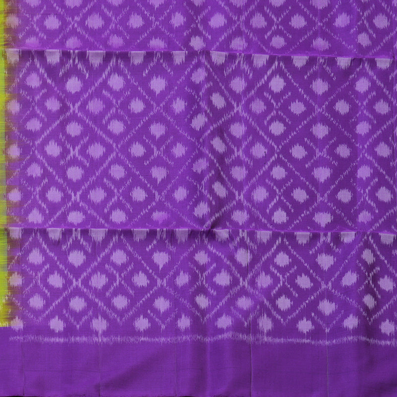 Hayagrivas Fluorescent Green Pure Ikkat Soft Silk Saree KBE1225I1-4