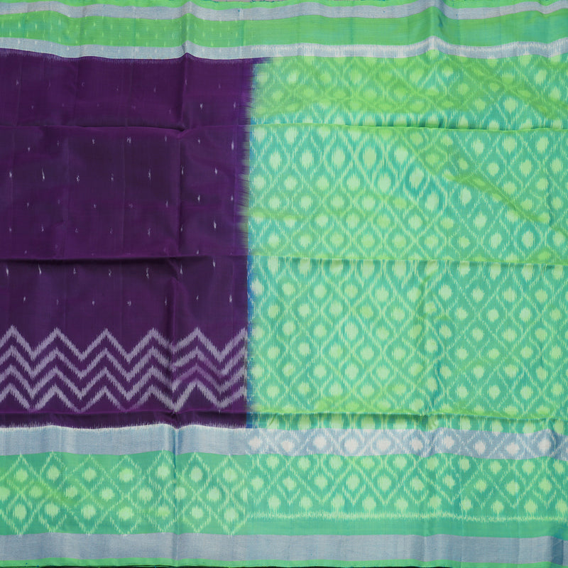 Hayagrivas Violet Pure Ikkat Soft Silk Saree KBE1225I1-5