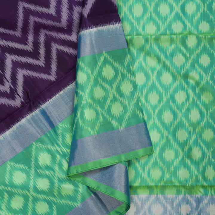 Hayagrivas Violet Pure Ikkat Soft Silk Saree KBE1225I1-5