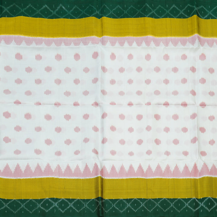 Hayagrivas White Pure Ikkat Soft Silk Saree KBE1225I1-6