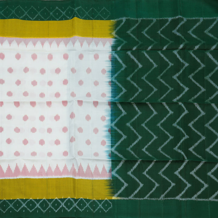 Hayagrivas White Pure Ikkat Soft Silk Saree KBE1225I1-6