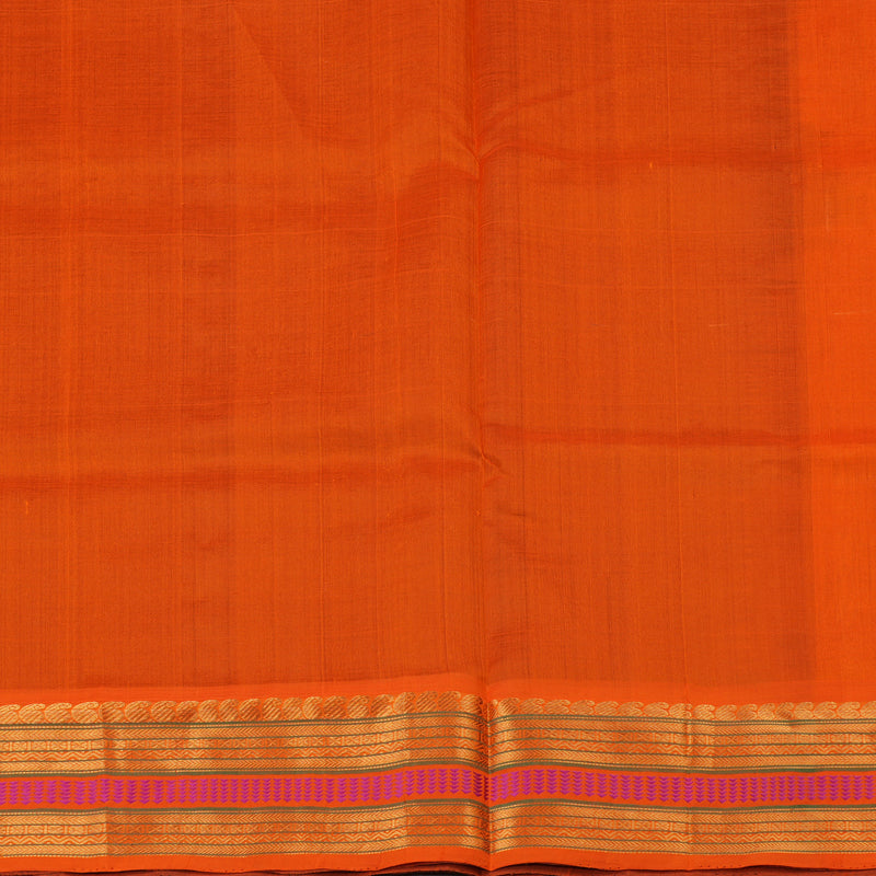 Hayagrivas Handloom Black Pure Silk Cotton Saree with Orange Border KBE1227I3-1