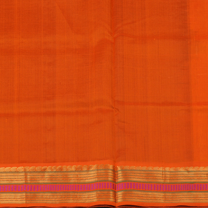 Hayagrivas Handloom Black Pure Silk Cotton Saree with Orange Border KBE1227I3-1