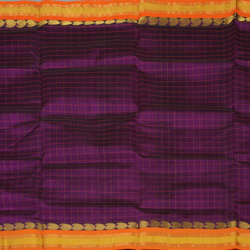 Hayagrivas Pure Silk Cotton Saree in Violet with Orange border KBE1228I6-4