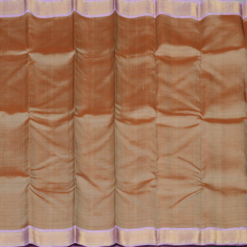 Hayagrivas Handloom Mild Chocolate Brown Kanjivaram Silk Saree with Lavendar border KBE1220I2-7