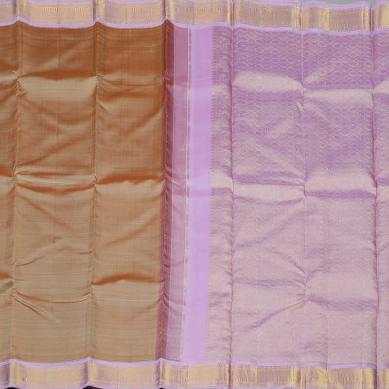 Hayagrivas Handloom Mild Chocolate Brown Kanjivaram Silk Saree with Lavendar border KBE1220I2-7