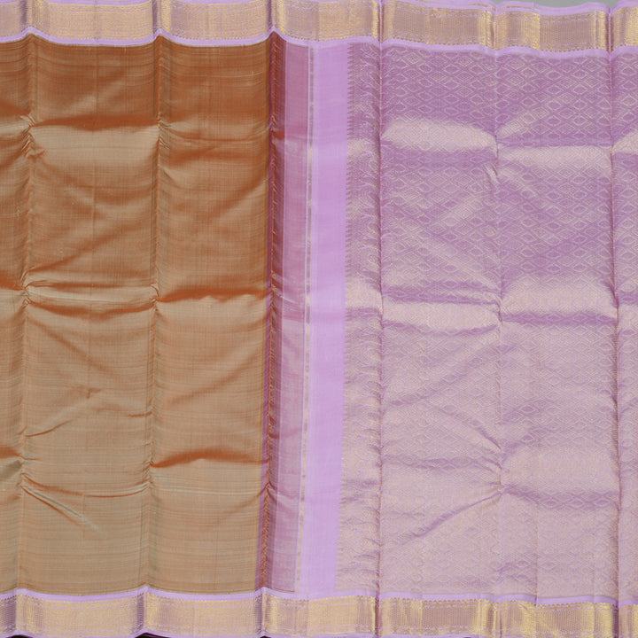 Hayagrivas Handloom Mild Chocolate Brown Kanjivaram Silk Saree with Lavendar border KBE1220I2-7