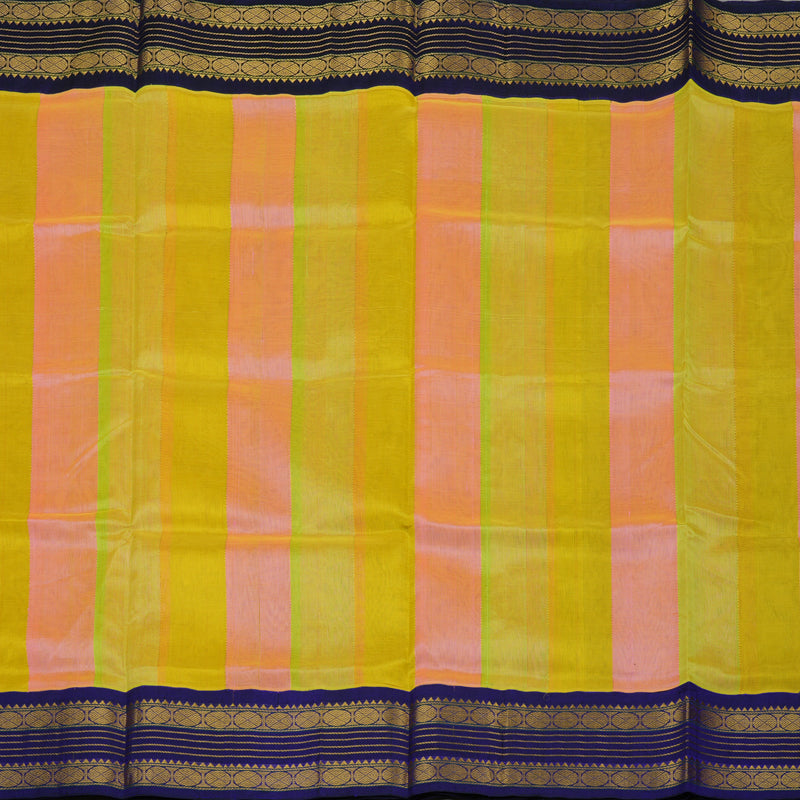 Hayagrivas Handloom Multicolour Stripes Pure Silk Cotton Saree with Purplish-Blue Border KBE1229I6-2