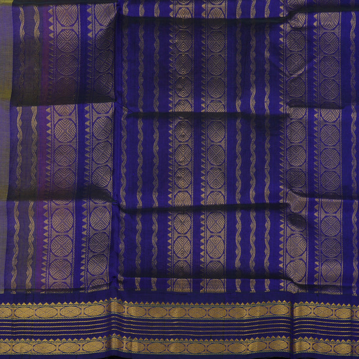 Hayagrivas Handloom Multicolour Stripes Pure Silk Cotton Saree with Purplish-Blue Border KBE1229I6-2