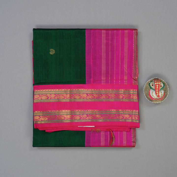 Hayagrivas Bottle Green Pure Silk Cotton Saree KBE1229I7-2
