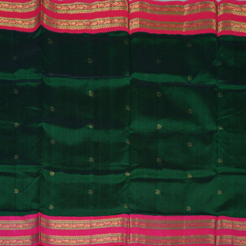 Hayagrivas Bottle Green Pure Silk Cotton Saree KBE1229I7-2