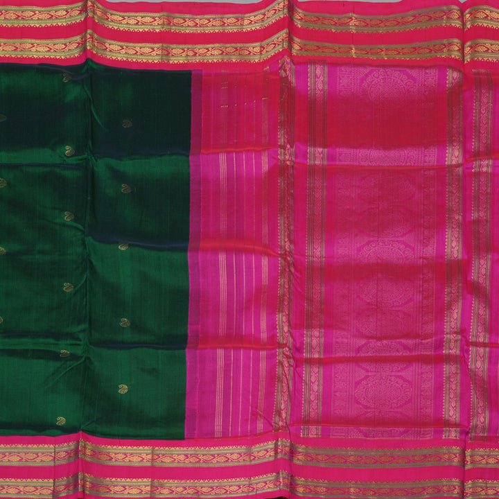 Hayagrivas Bottle Green Pure Silk Cotton Saree KBE1229I7-2