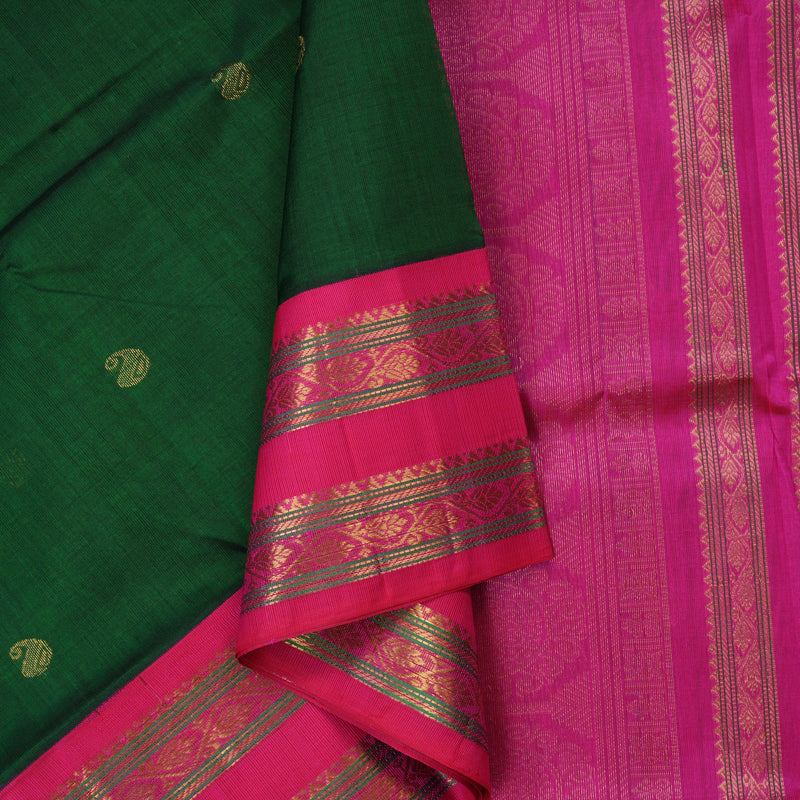 Hayagrivas Bottle Green Pure Silk Cotton Saree KBE1229I7-2