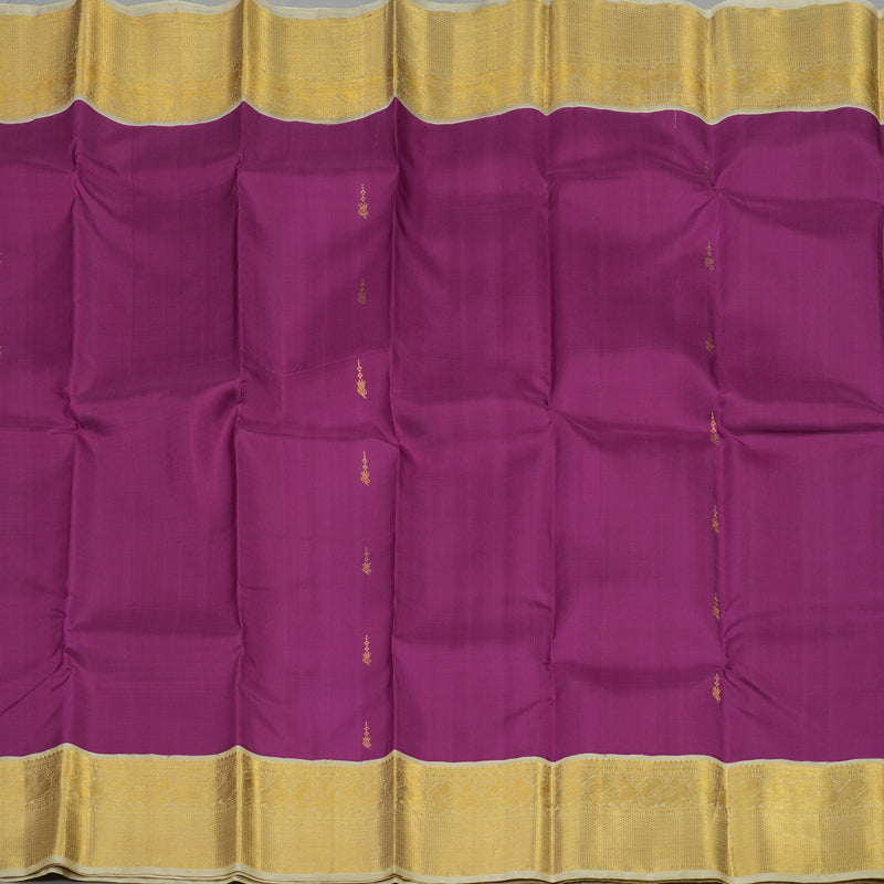 Hayagrivas Handloom Violet Kanjivaram Silk Saree with Half White Border KBE1232I2-2