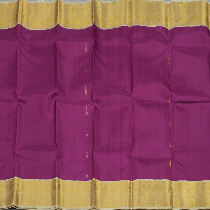 Hayagrivas Handloom Violet Kanjivaram Silk Saree with Half White Border KBE1232I2-2