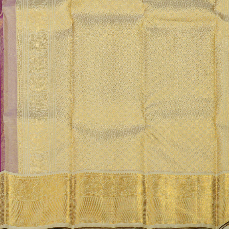 Hayagrivas Handloom Violet Kanjivaram Silk Saree with Half White Border KBE1232I2-2