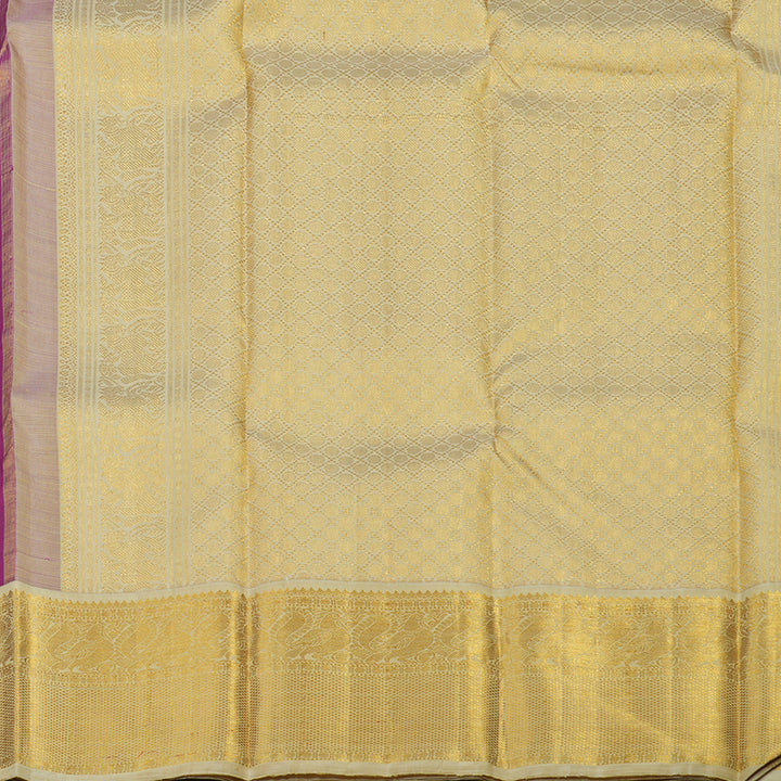 Hayagrivas Handloom Violet Kanjivaram Silk Saree with Half White Border KBE1232I2-2