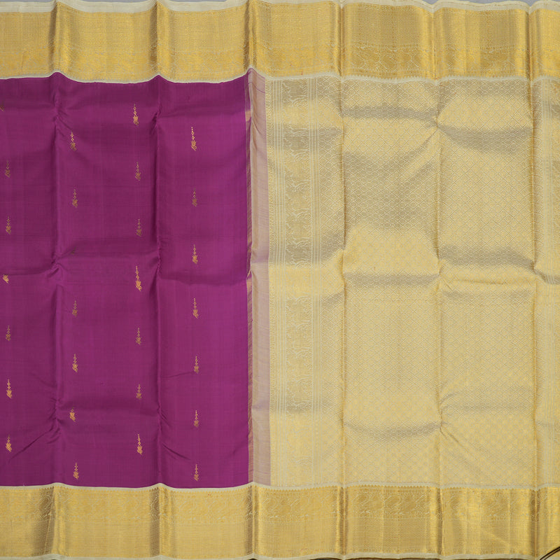 Hayagrivas Handloom Violet Kanjivaram Silk Saree with Half White Border KBE1232I2-2