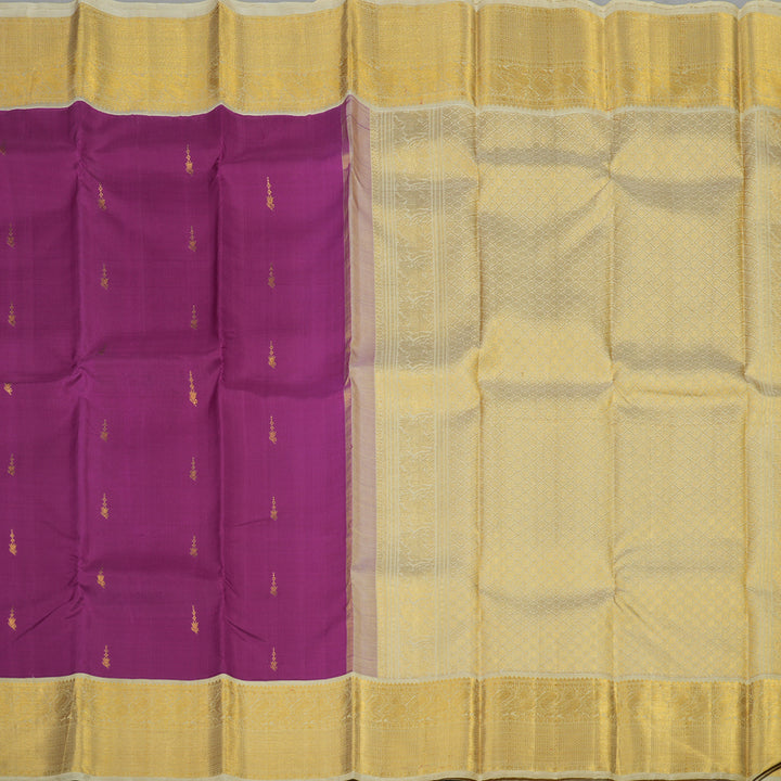 Hayagrivas Handloom Violet Kanjivaram Silk Saree with Half White Border KBE1232I2-2