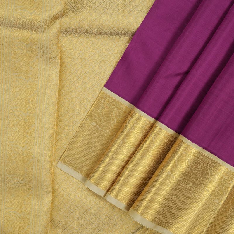 Hayagrivas Handloom Violet Kanjivaram Silk Saree with Half White Border KBE1232I2-2