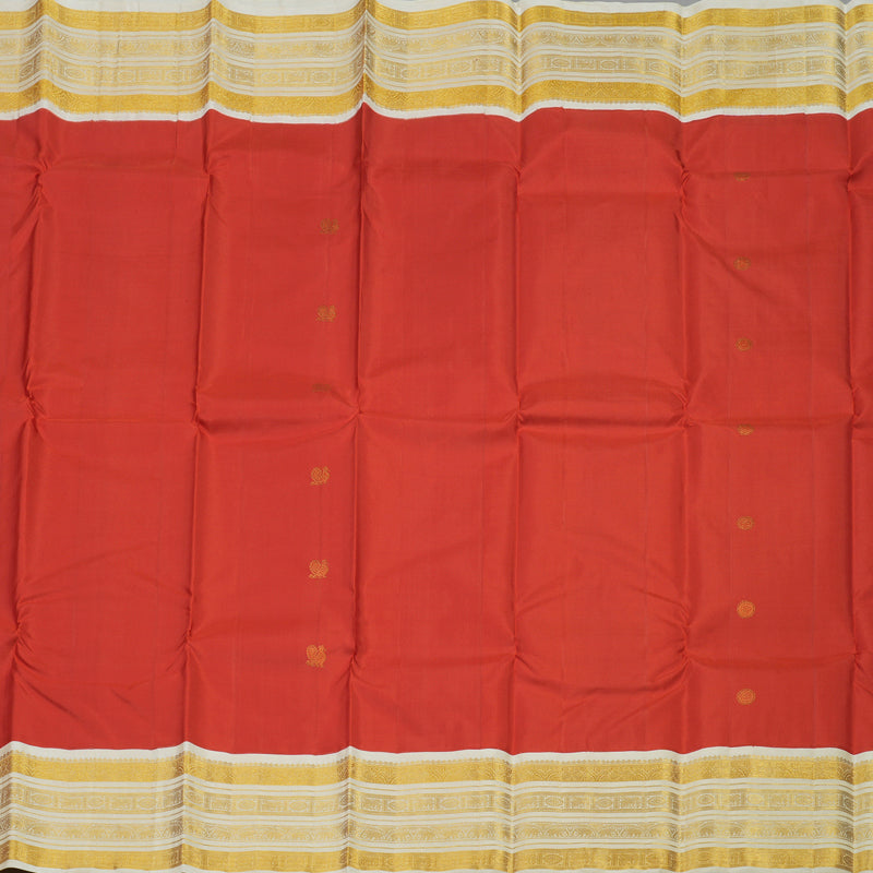 Hayagrivas Handloom Red Kanjivaram Silk Saree with Half White Border KBE1232I2-3