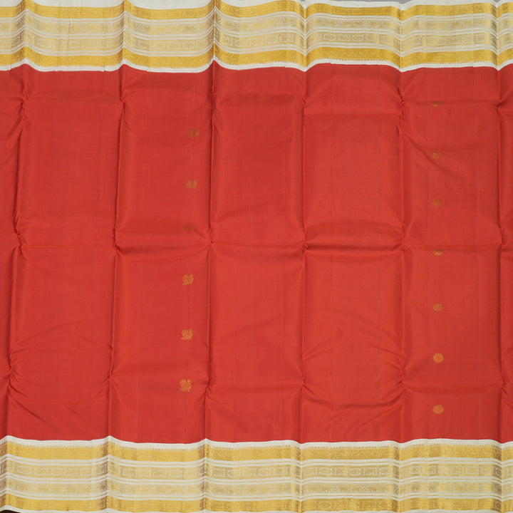 Hayagrivas Handloom Red Kanjivaram Silk Saree with Half White Border KBE1232I2-3