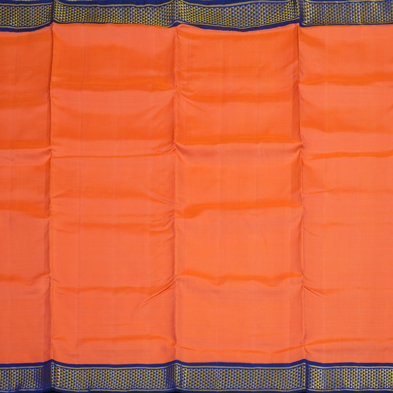 Hayagrivas Handloom Peach Orange Kanjivaram Silk Saree with Ink Blue Border KBE1233I10-4