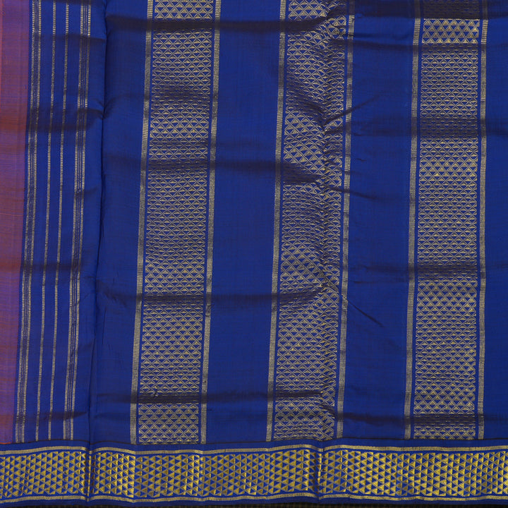 Hayagrivas Handloom Peach Orange Kanjivaram Silk Saree with Ink Blue Border KBE1233I10-4