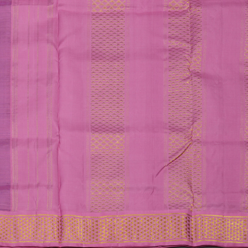 Hayagrivas Handloom Violet Kanjivaram Ten Yards Silk Saree with Lotus Pink Border KBE1233I10-5