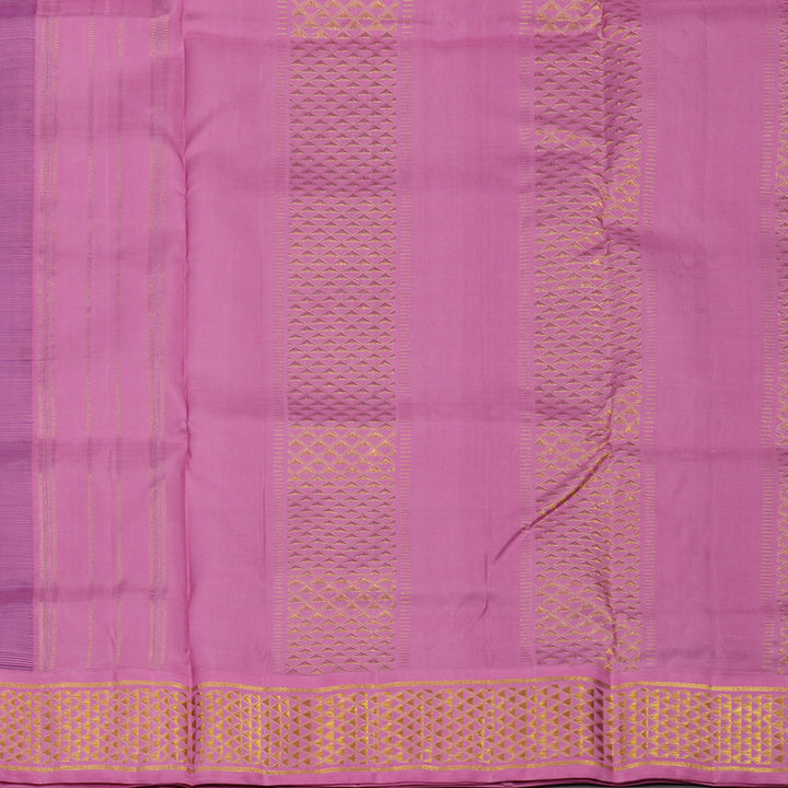 Hayagrivas Handloom Violet Kanjivaram Ten Yards Silk Saree with Lotus Pink Border KBE1233I10-5