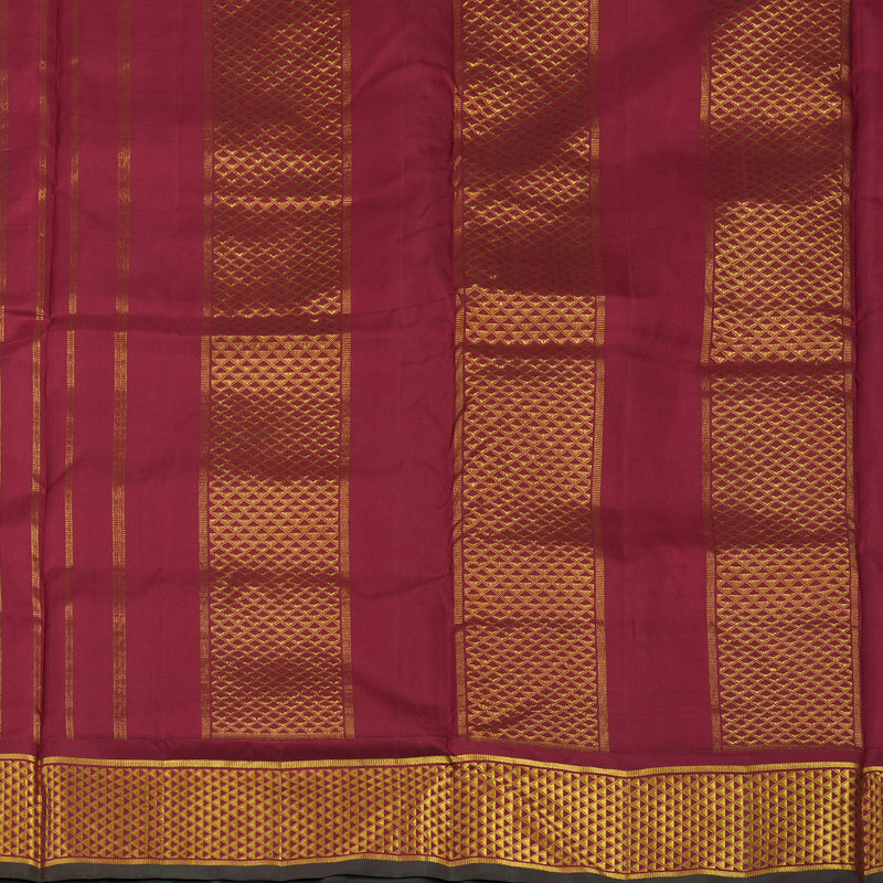 Hayagrivas Handloom White Kanjivaram Ten Yards Silk Saree with Maroon Border KBE1233I11-3
